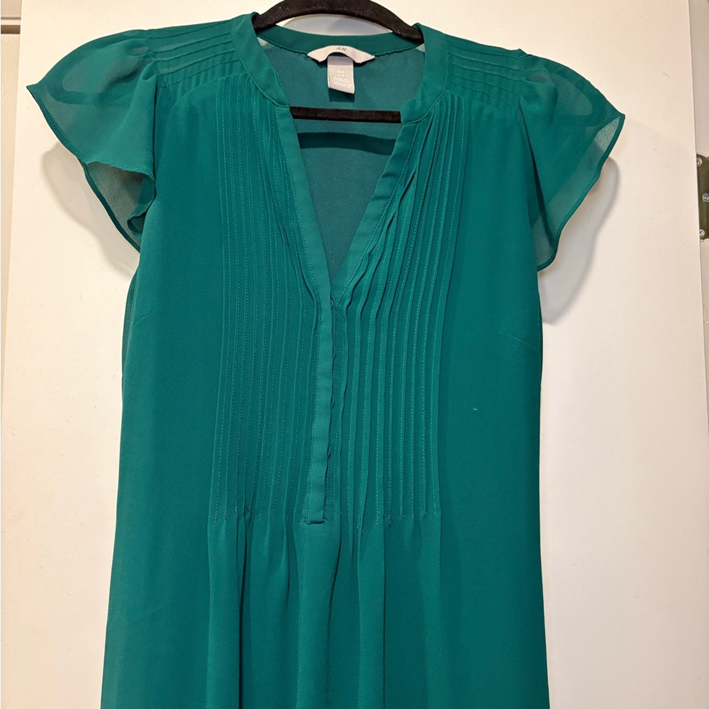 H&M Green Pleated Dress